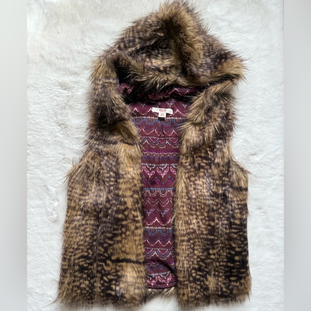 Mossimo Supply Co. Faux Fur Vest with Purple Pattern